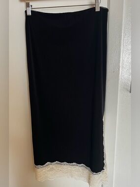 H&M Black Maxi Skirt with Cream Lace Hem